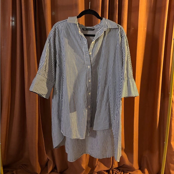 Zara Short Sleeve, Striped, Oversized Button Down! - Picture 1 of 2